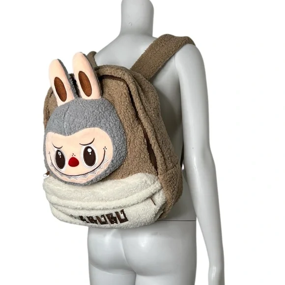LABUBU Tan and Gray Women's Backpack